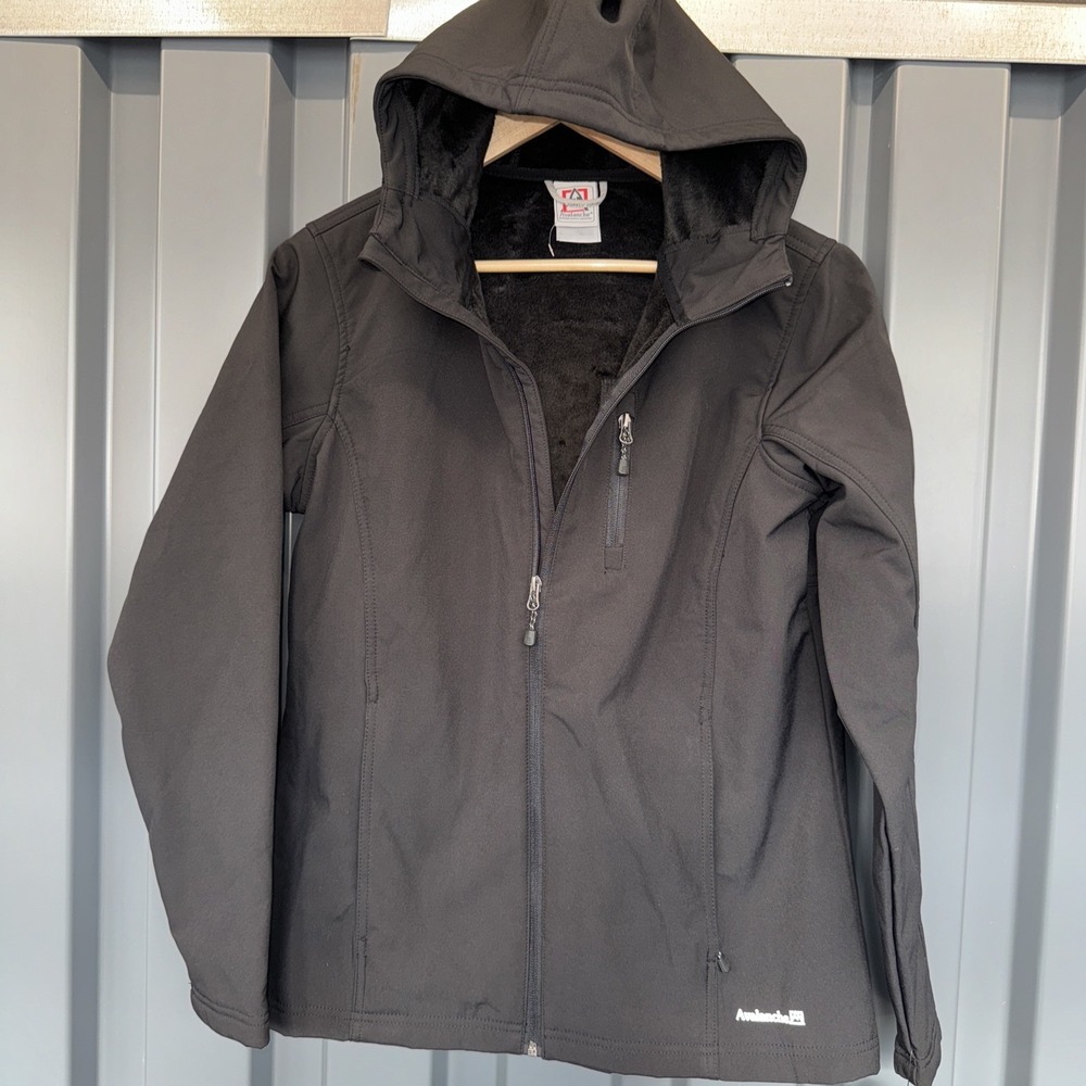 Avalanche Softshell Parka Coat Womens L Black Hooded Zip Fleece Lined